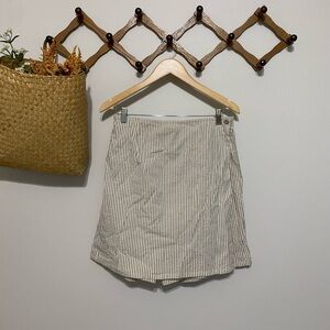 Denim&Co Cream Asymmetrical A-Line Mini Skorts
